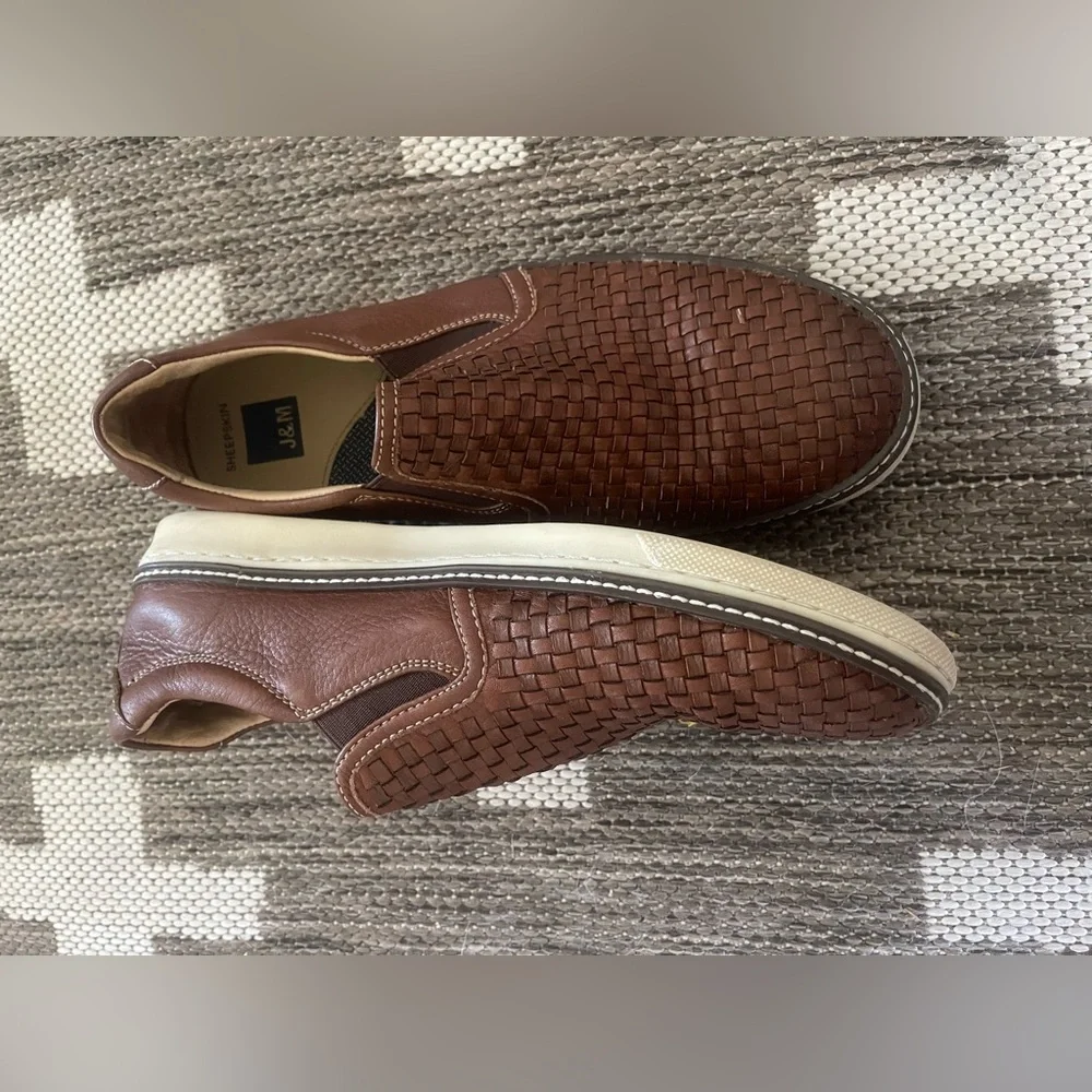 Men's Johnston & Murphy J&M McGuffey Woven Leather Slip-On Sneakers Size 9 - Picture 3 of 5